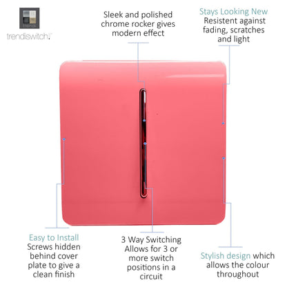 Trendi Switch 1 Gang Intermediate Rocker Light Switch in Strawberry Red