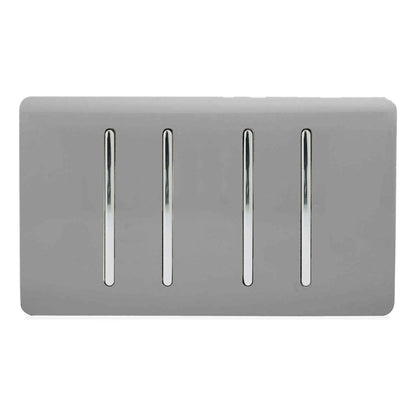 Trendi Switch 4 Gang 1 or 2 Way Light Switch in Light Grey