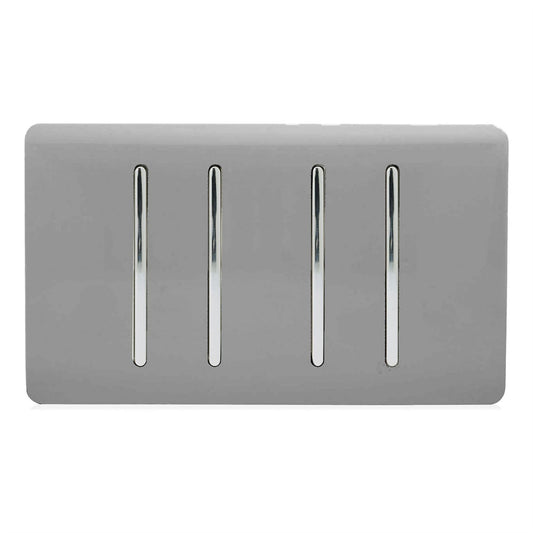 Trendi Switch 4 Gang 1 or 2 Way Light Switchin Light Grey
