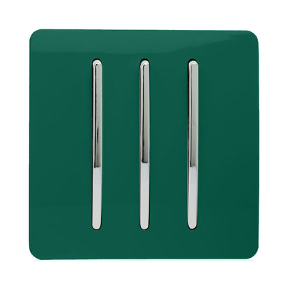 Trendi Switch 3 Gang 1 or 2 way Rocker Light Switch in Dark Forest Green