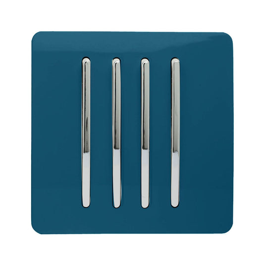 Trendi Switch 4 Gang 1 or 2 way Rocker Light Switchin Midnight Blue