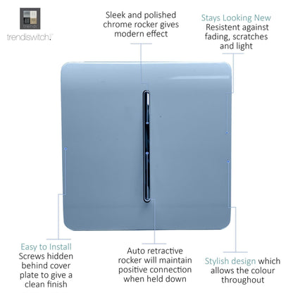 Trendi Switch 1 Gang Retractive Home Automation Switch in Sky Blue