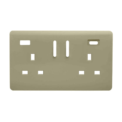 Trendi Switch 2 Gang Type A&C USB Spare Faceplate For Modern Designer Plug Socket in Champagne Gold