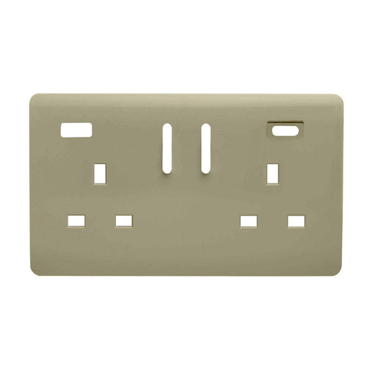 Trendi Switch 2 Gang Type A&C USB Spare Faceplate For Modern Designer Plug Socket in Champagne Gold