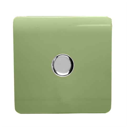Trendi Switch 1 Gang 1 or 2 way 150w Rotary LED Dimmer Light Switchin Moss Green