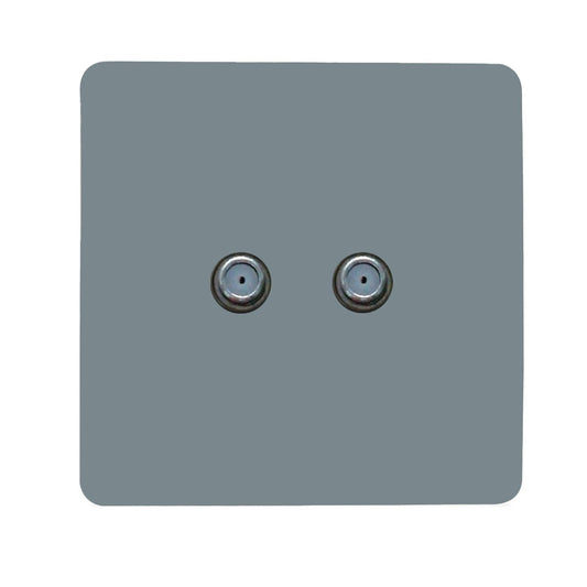 Trendi Switch 2 Gang Male F-Type Satellite Television Socketin Cool Grey