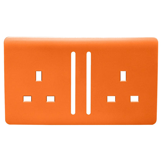 Trendi Switch 2 Gang Long Switched Spare Faceplate For Modern Designer Plug Socket in Sunset Orange
