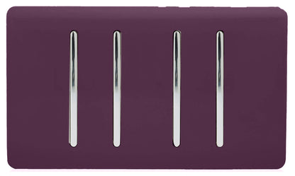 Trendi Switch 4 Gang Light Switch (1x 1 or 2 Way & 3 x Intermediate)in Plum Purple