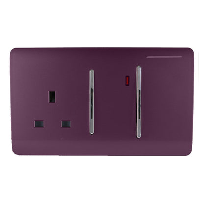 Trendi Switch 45 Amp Cooker Switch & 13 Amp Plug Socket with Neon in Plum Purple
