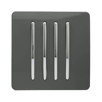 Trendi Switch 4 Gang 1 or 2 way Rocker Light Switch in Charcoal Grey