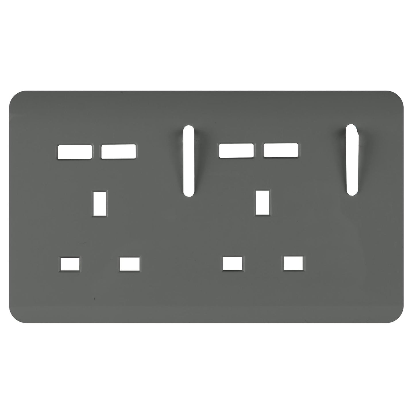 Trendi Switch 2 Gang 4 Port USB Spare Faceplate For Modern Designer Plug Socket in Charcoal Grey