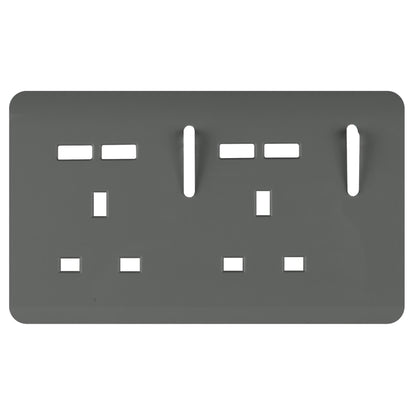 Trendi Switch 2 Gang 4 Port USB Spare Faceplate For Modern Designer Plug Socket in Charcoal Grey