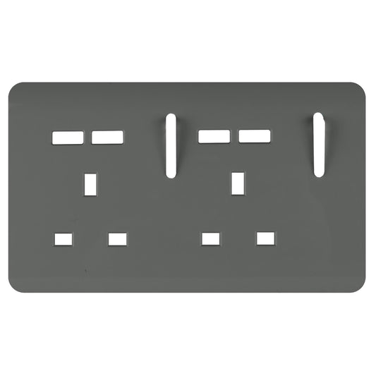 Trendi Switch 2 Gang 4 Port USB Spare Faceplate For Modern Designer Plug Socket in Charcoal Grey