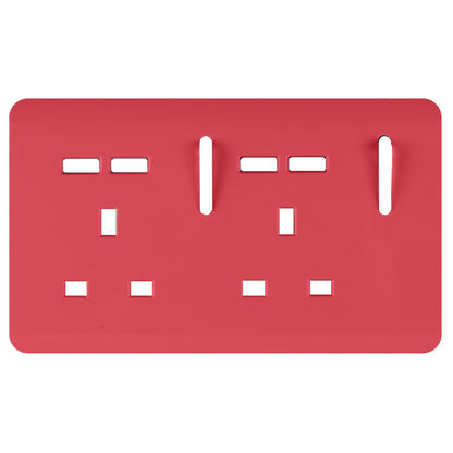 Trendi Switch 2 Gang 4 Port USB Spare Faceplate For Modern Designer Plug Socket in Strawberry Red