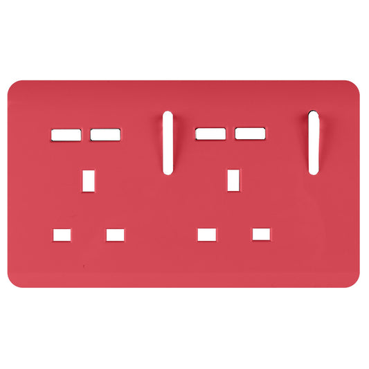 Trendi Switch 2 Gang 4 Port USB Spare Faceplate For Modern Designer Plug Socket in Strawberry Red