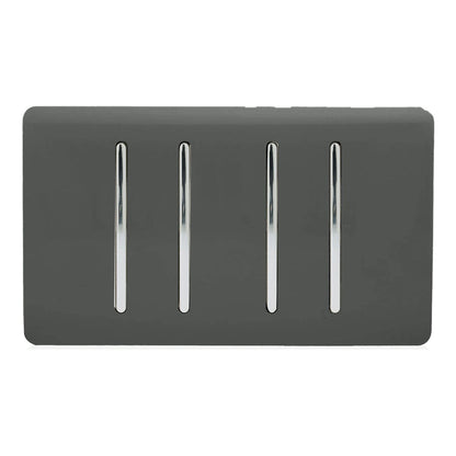 Trendi Switch 4 Gang 1 or 2 Way Light Switch in Charcoal Grey