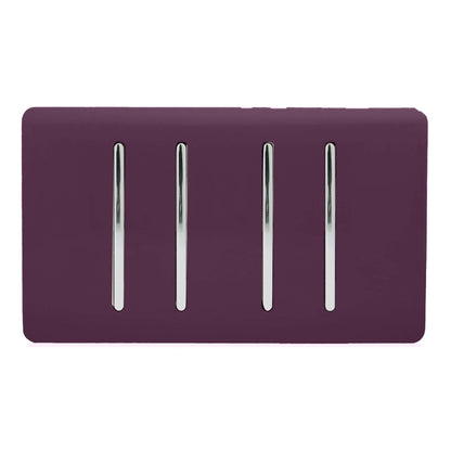 Trendi Switch 4 Gang 1 or 2 Way Light Switch in Plum Purple