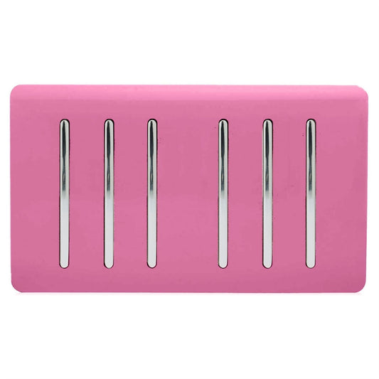 Trendi Switch 6 Gang Spare Faceplate for Modern Designer Light Switch in Candy Pink