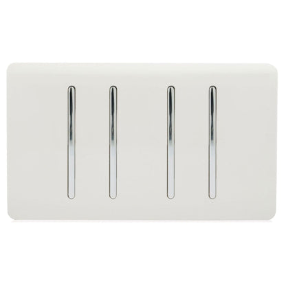 Trendi Switch 4 Gang Light Switch (1x 1 or 2 Way & 3 x Intermediate)in Ice White