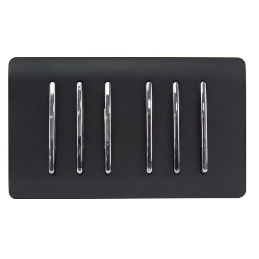 Trendi Switch 6 Gang 1 or 2 Way Light Switchin Matt Black