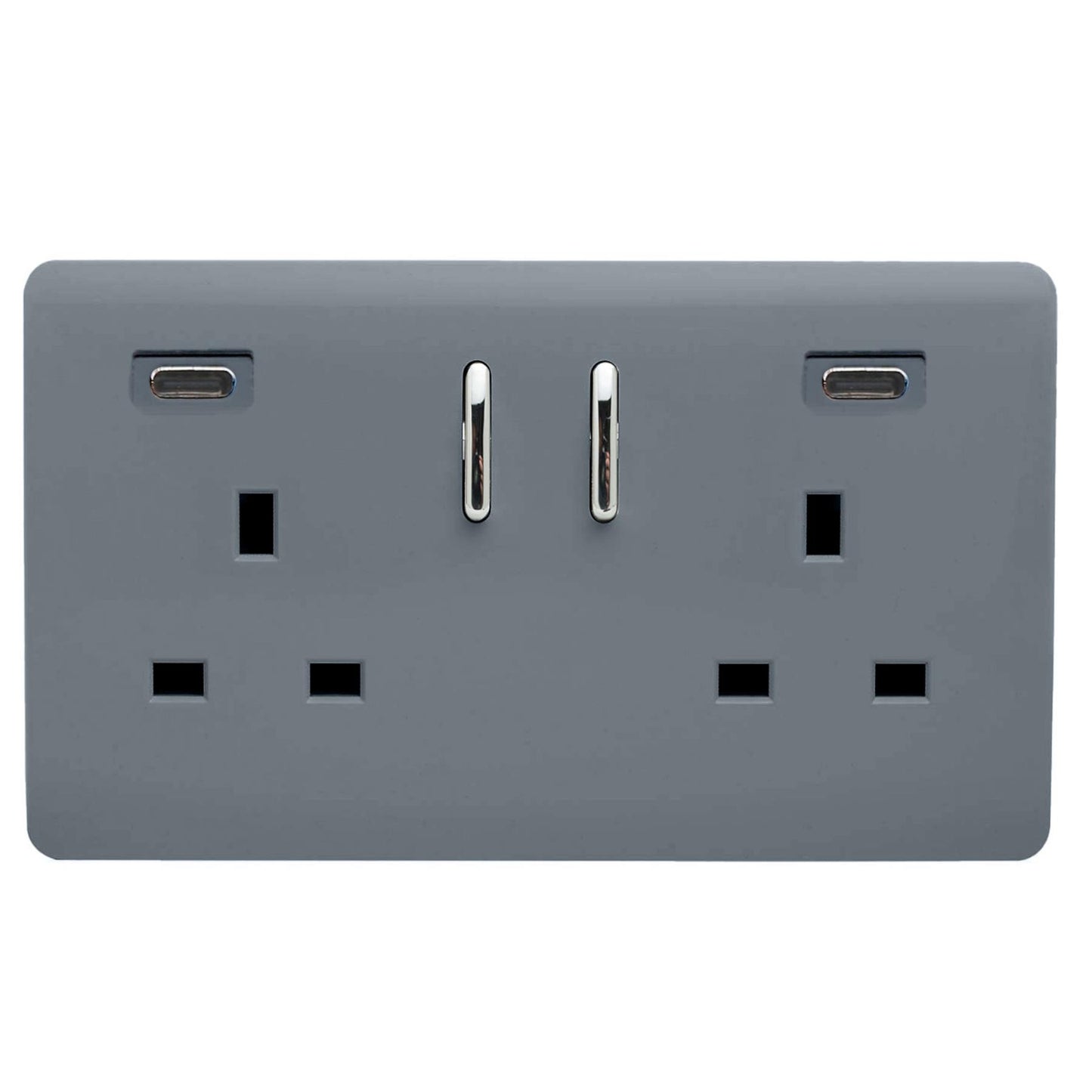 Trendi Switch 2 Gang USB 45W Type C USB Plug Socket in Warm Grey