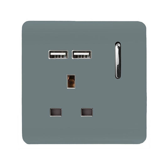 Trendi Switch 1 Gang USB 2100mA Plug Socketin Cool Grey
