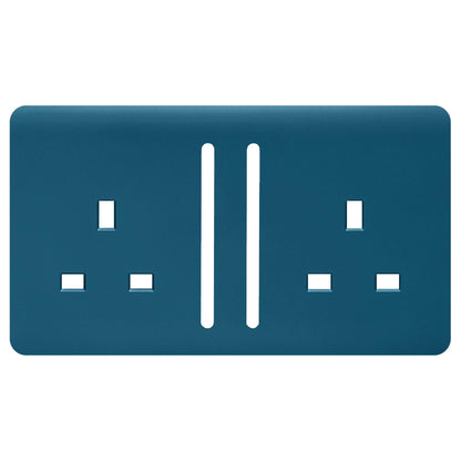 Trendi Switch 2 Gang Long Switched Spare Faceplate For Modern Designer Plug Socket in Midnight Blue