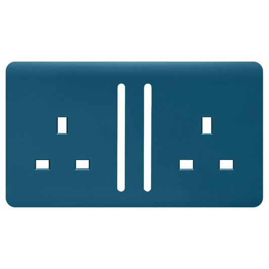 Trendi Switch 2 Gang Long Switched Spare Faceplate For Modern Designer Plug Socket in Midnight Blue