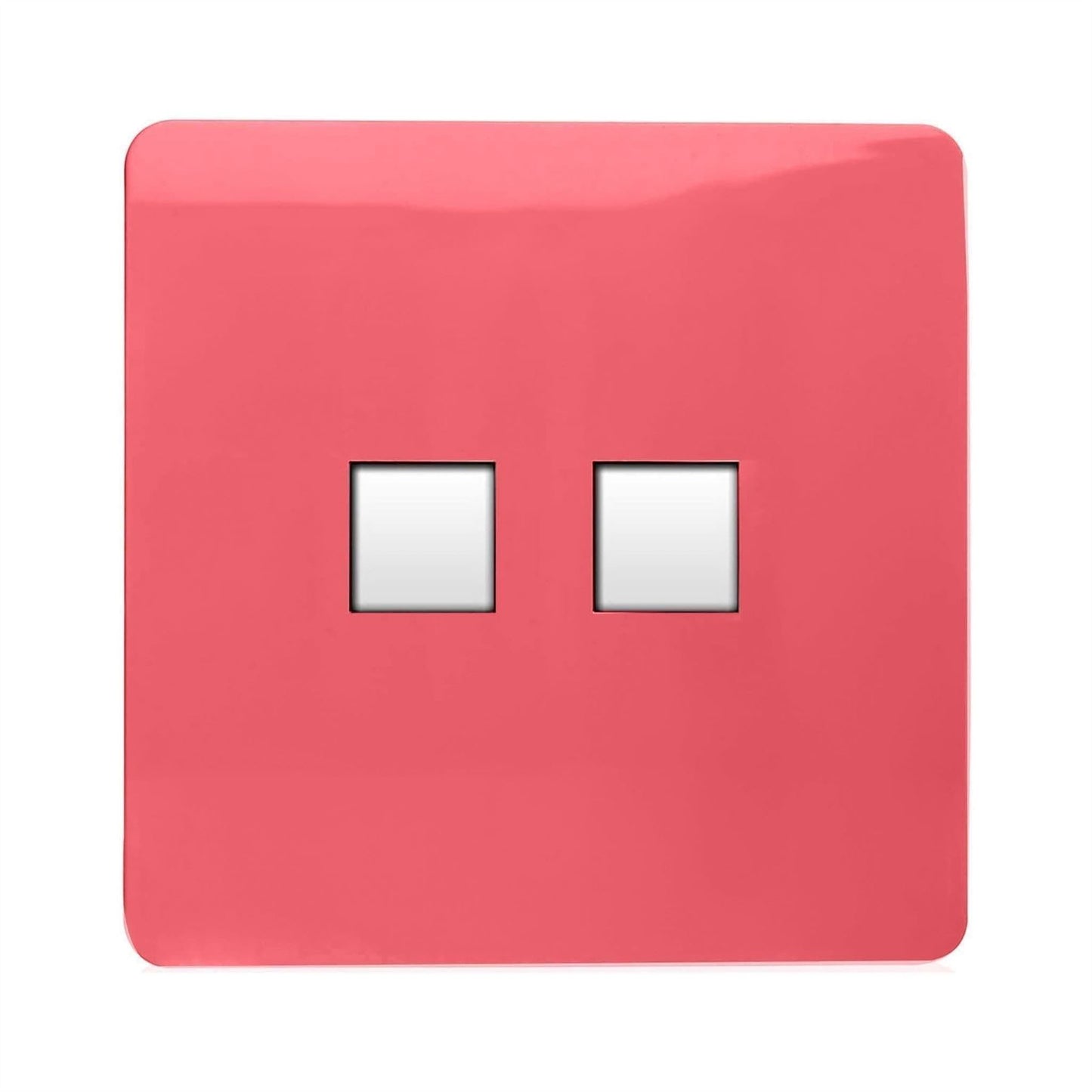 Trendi Switch 2 Gang RJ45 Cat 6 Modern Designer PC Ethernet Socketin Strawberry Red