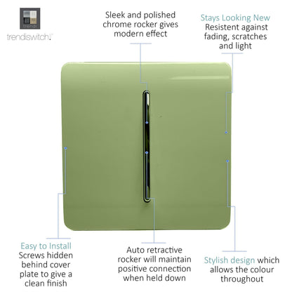 Trendi Switch 1 Gang Retractive Doorbell Switch in Moss Green