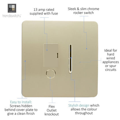 Trendi Switch 13 Amp Fused Spur with Flex Outlet in Champagne Gold