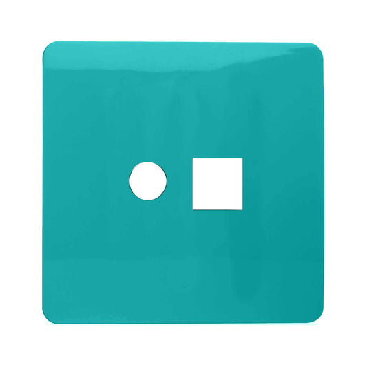 Trendi Switch 2 Gang Spare Faceplate For Modern Designer PC Ethernet Sockets in Bright Teal