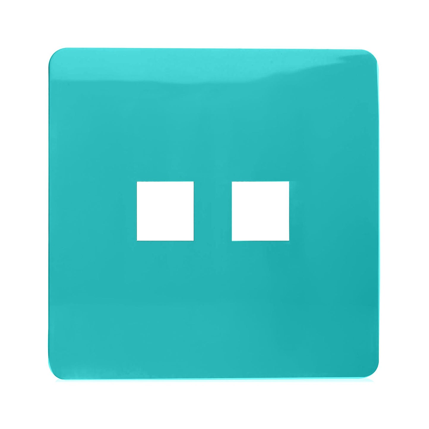 Trendi Switch 2 Gang Spare Faceplate For Modern Designer Telephone Slave Socket in Bright Teal