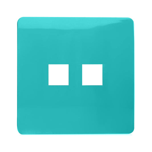Trendi Switch 2 Gang Spare Faceplate For Modern Designer Telephone Slave Socket in Bright Teal