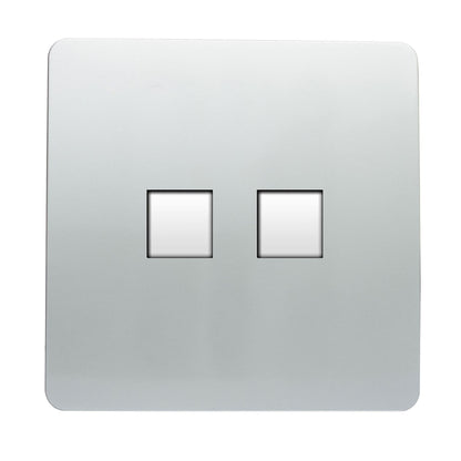Trendi Switch 2 Gang RJ45 Cat 5e PC Ethernet Socket in Platinum Silver