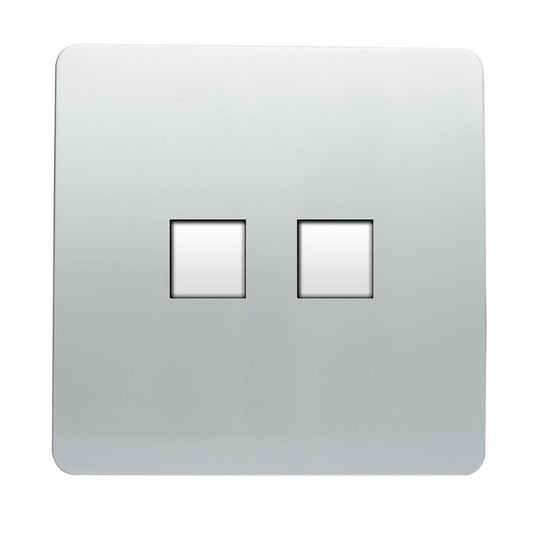 Trendi Switch 2 Gang RJ45 Cat 5e PC Ethernet Socketin Platinum Silver