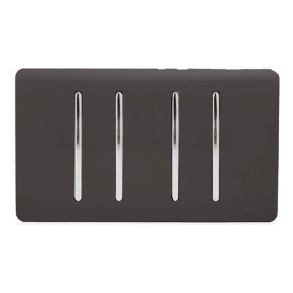 Trendi Switch 4 Gang Light Switch (1x 1 or 2 Way & 3 x Intermediate)in Dark Mocha Brown