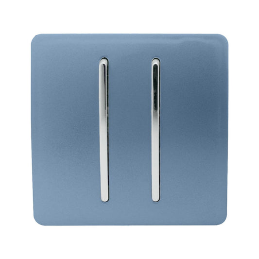 Trendi Switch 2 Gang Retractive Doorbell Switch in Sky Blue