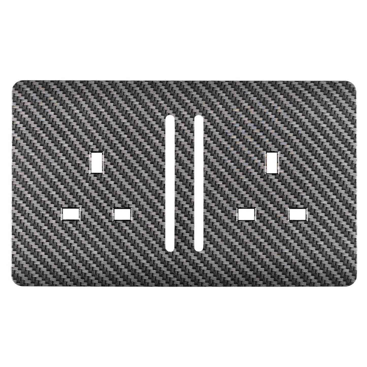 Trendi Switch 2 Gang Long Switched Spare Faceplate For Modern Designer Plug Socket in Carbon Fibre