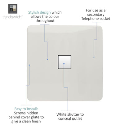 Trendi Switch 1 Gang Cat 3 Telephone Slave Socket in Moss Green