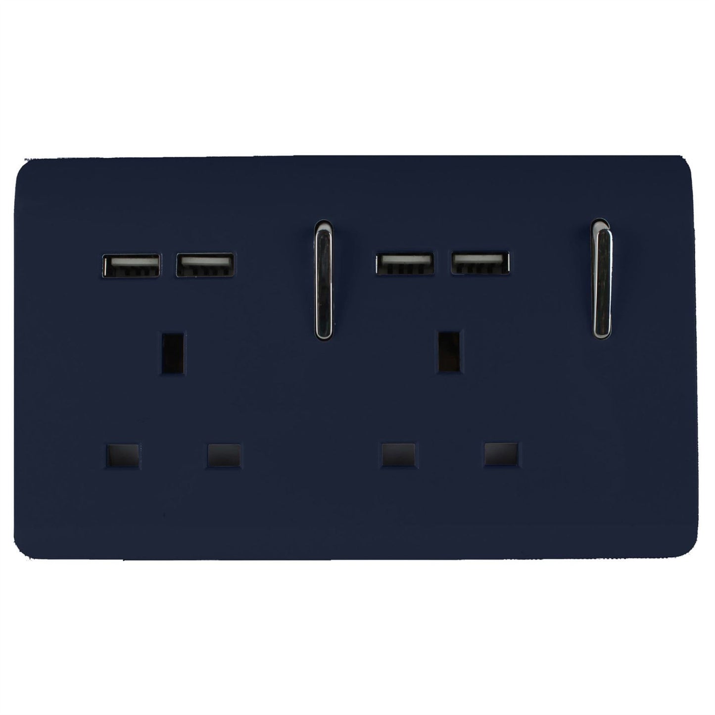 Trendi Switch 2 Gang 4 Port USB 2100mA Plug Socketin Navy Blue