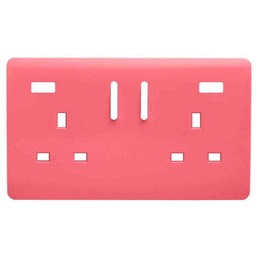 Trendi Switch 2 Gang USB Spare Faceplate For Modern Designer Plug Socket in Strawberry Red