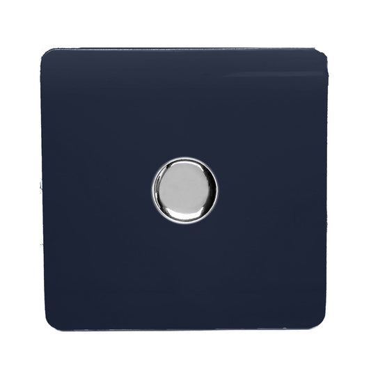 Trendi Switch 1 Gang 1 or 2 way 150w Rotary LED Dimmer Light Switchin Navy Blue