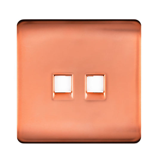 Trendi Switch 2 Gang Cat 3 Telephone Slave Socketin Copper
