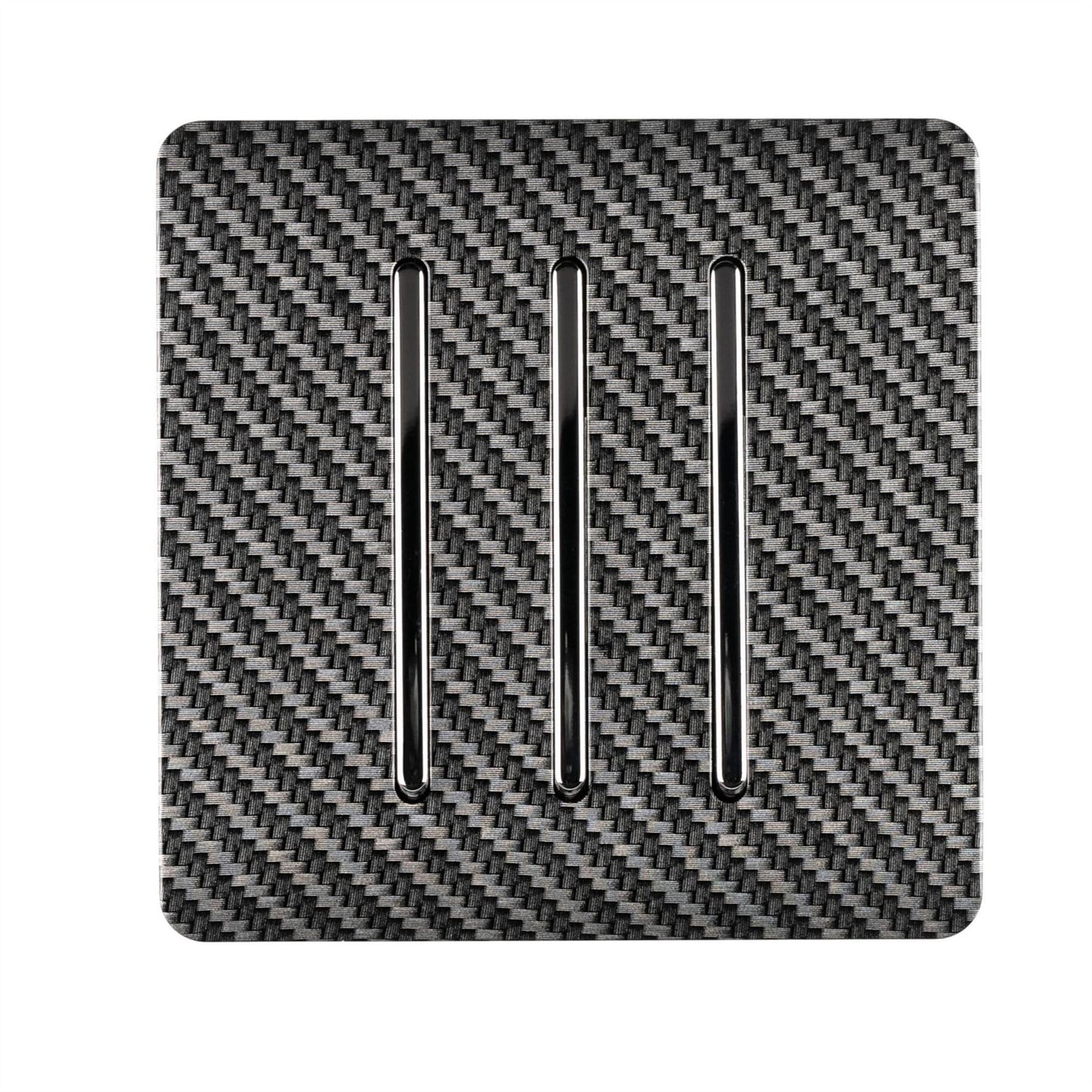Trendi Switch 3 Gang 1 or 2 way Rocker Light Switch in Carbon Fibre