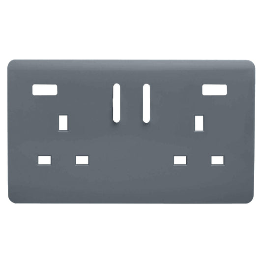 Trendi Switch 2 Gang USB Spare Faceplate For Modern Designer Plug Socket in Warm Grey