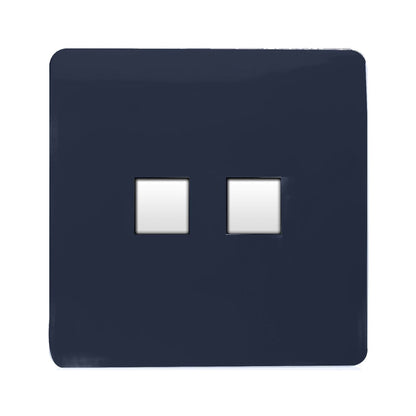 Trendi Switch 2 Gang RJ45 Cat 5e PC Ethernet Socket in Navy Blue
