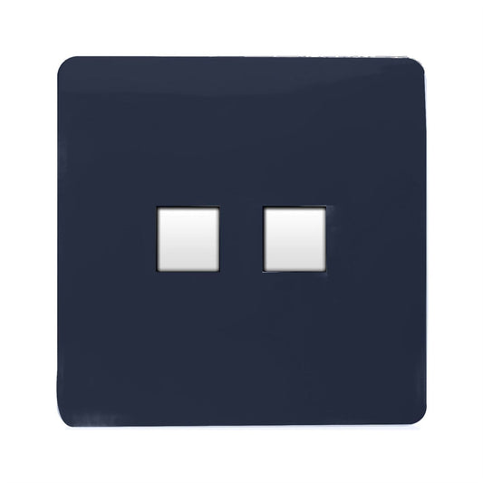 Trendi Switch 2 Gang RJ45 Cat 5e PC Ethernet Socketin Navy Blue