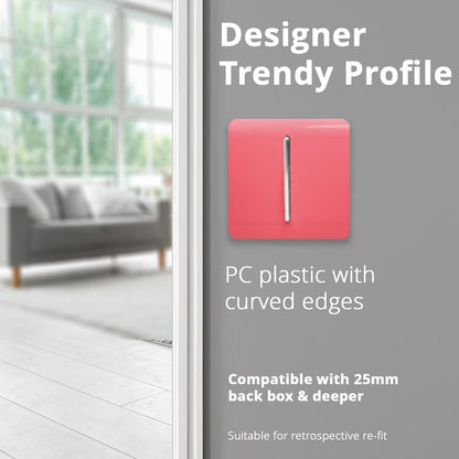 Trendi Switch 1 Gang 1 or 2 way Rocker Light Switch in Strawberry Red