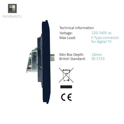 Trendi Switch TV Co-Axial & F-Type Satellite Socket in Navy Blue